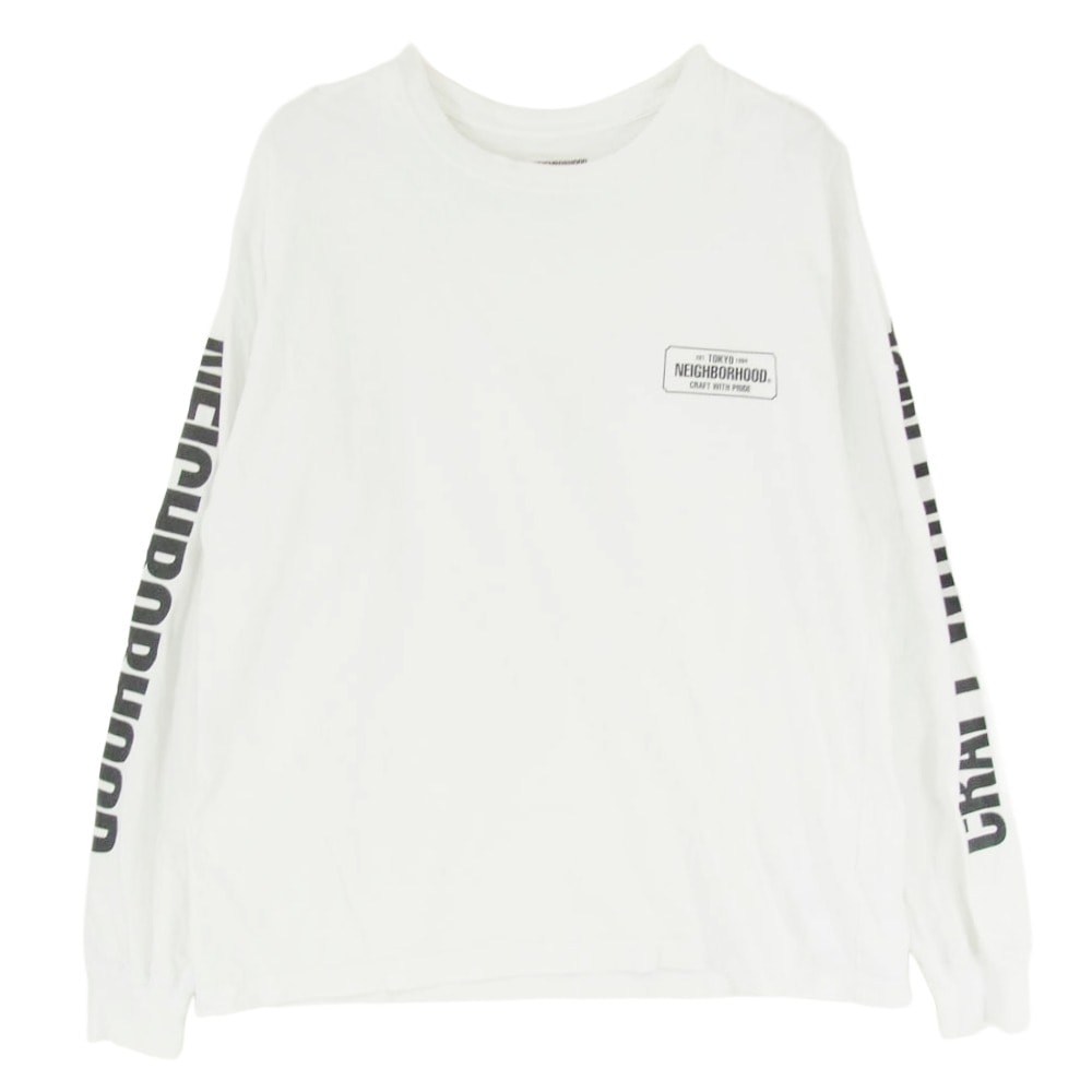 NEIGHBORHOOD ネイバーフッド Tシャツ 袖ロゴ プリント 長袖 Tシャツ ホワイト系 M【中古】
