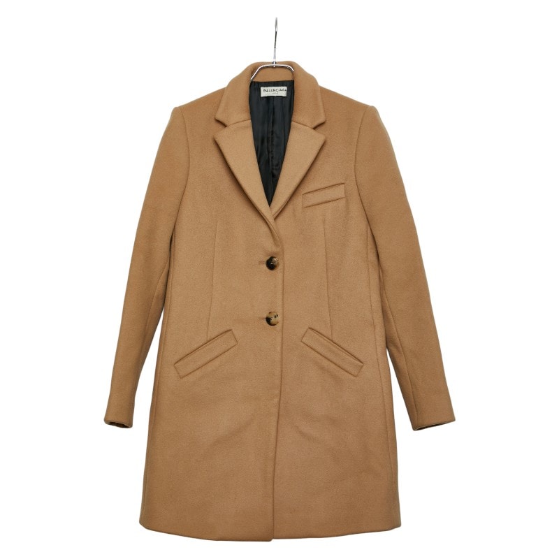 バレンシアガ チェスターコート サイズ38 ベージュ ウール ナイロン レディース BALENCIAGA 【中古】