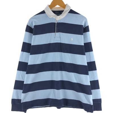古着 ラルフローレン Ralph Lauren POLO RALPH LAUREN CUSTOM SLIM FIT ボーダー柄 長袖 ラガーシャツ メンズXL相当/eaa538013