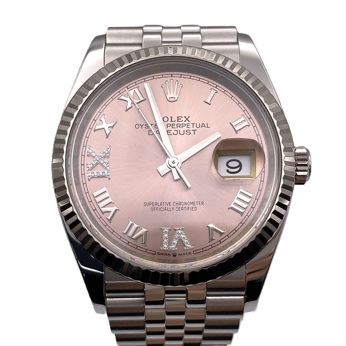 ROLEX ロレックス デイトジャスト 36mm Pink 69Diamond ローマ VI/IXダイヤ ジュビリーブレス 腕時計 126234 K18ホワイトゴールド スチール シルバー ピンク  ユニセックス【中古】