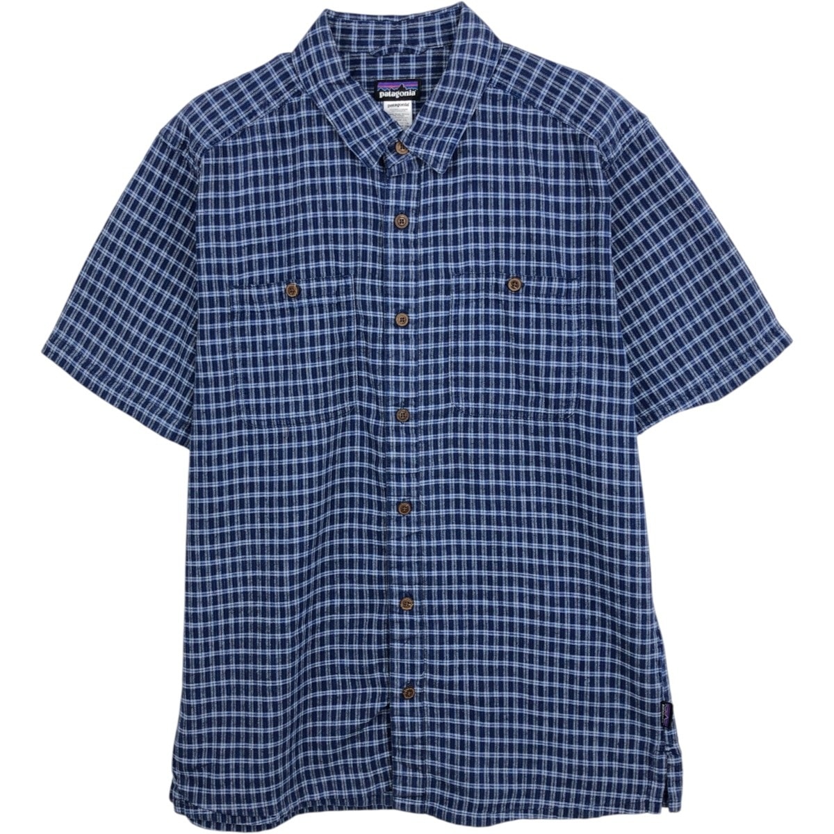 古着 パタゴニア Patagonia 53138SP14 チェック柄 半袖 オーガニックコットン×リネンシャツ ボックスシャツ メンズM相当/eaa668174