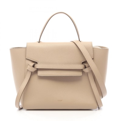 セリーヌ CELINE BELT BAG MICRO ベルトバッグ マイクロ 2WAY ハンドバッグ バッグ レザー レディース ベージュ系 【中古】
