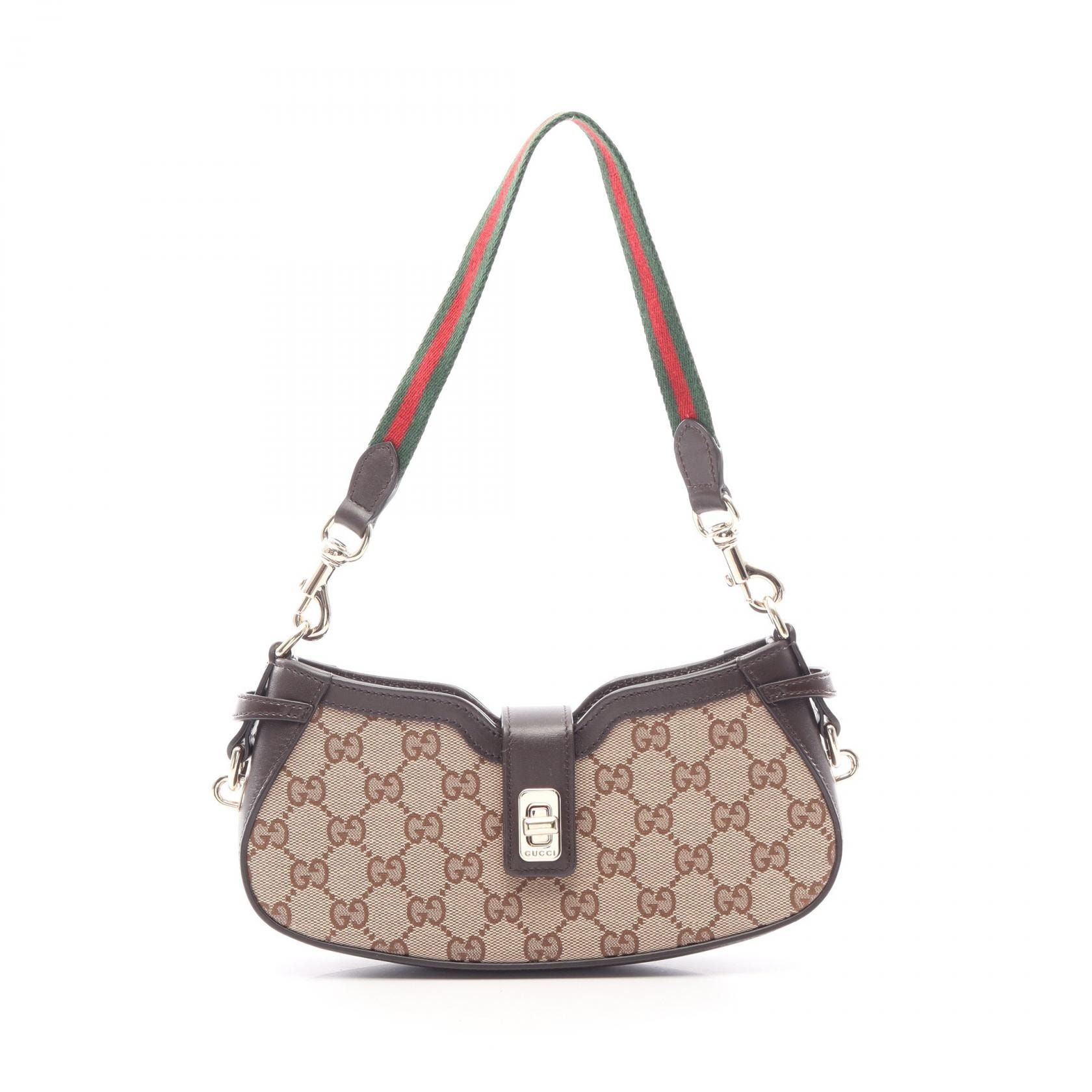 グッチ GUCCI ムーンサイド シェリーライン GGキャンバス ハンドバッグ バッグ キャンバス レザー レディース ベージュ系 / ブラウン系 786015 【中古】