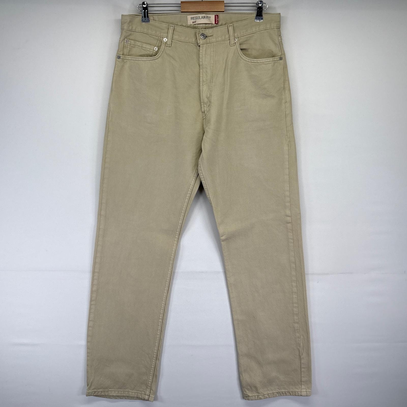 古着 リーバイス Levi's デニムパンツ 505 ストレート ジーンズ ジーパン 長ズボン 大きいサイズ w36 L34  ベージュ系 メンズ