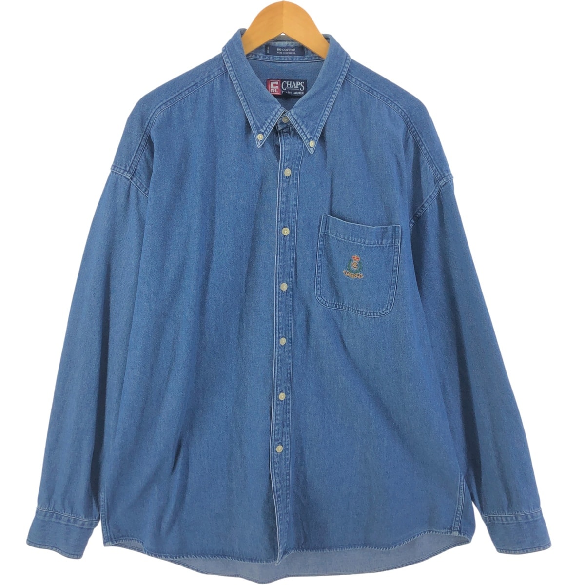 古着 ラルフローレン Ralph Lauren CHAPS チャップス 長袖 ボタンダウンデニムシャツ メンズXL相当/eaa523099