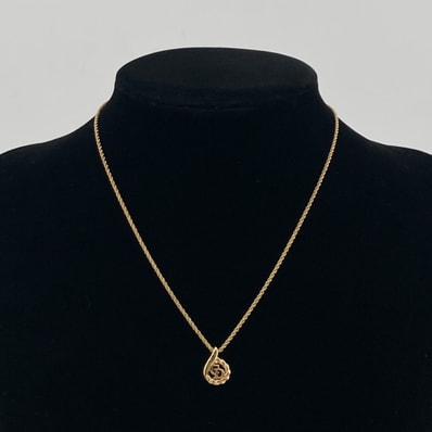 Christian Dior(クリスチャンディオール) CDロゴサークル ヴィンテージ ティアドロップ ネックレス ゴールド