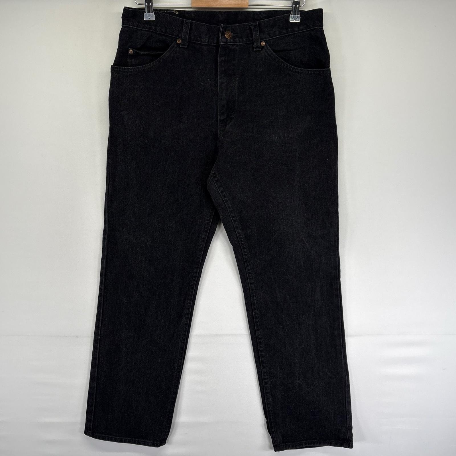 古着 リー Lee パンツ ブラックデニム ジッパーフライ ストレート 5ポケット ジーンズ ジーパン w34 L30  ブラック系 メンズ