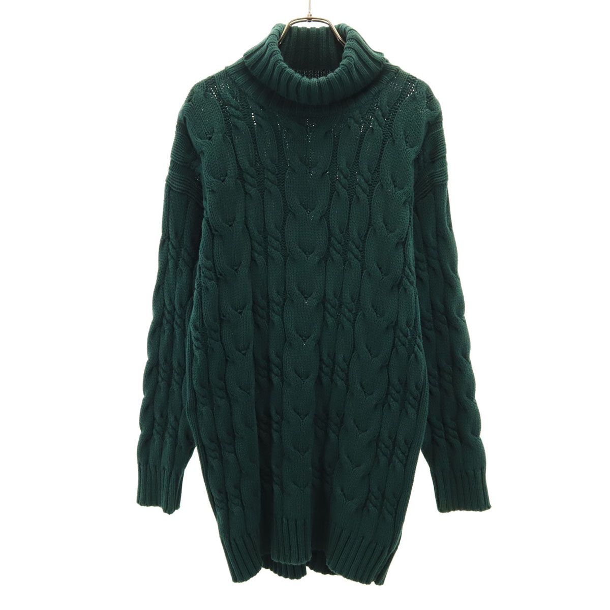 GAP ギャップ 90s オールド 長袖 タートルネック ケーブル セーター M 深緑 ニット