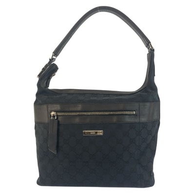 GUCCI グッチ ブラック 黒 シルバー金具 GGキャンバス レザー/ ショルダーバッグ 602800 【中古】