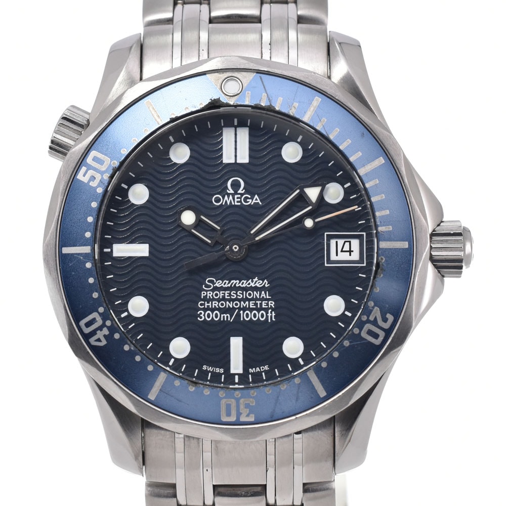 オメガ OMEGA 2551.80 シーマスター300m デイト ブルー 自動巻き ユニセックス 良品 腕時計 O#151261