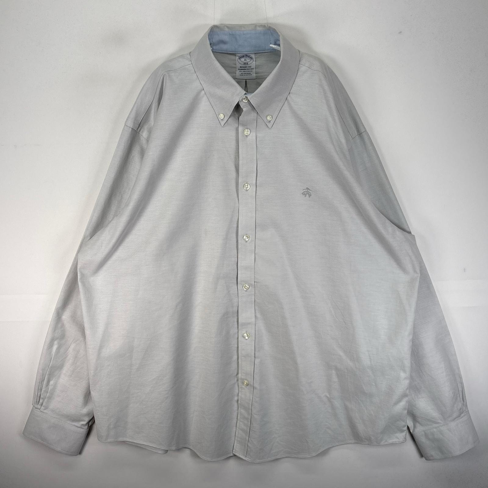 古着 ブルックスブラザーズ Brooks Brothers 長袖シャツ ボタンダウン ワンポイント 1818 XL  グレー系 無地 メンズ
