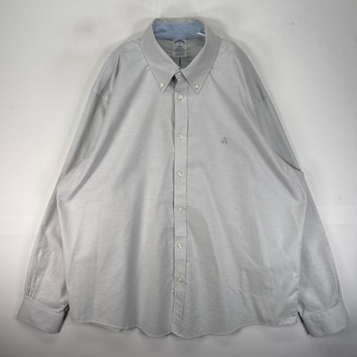 古着 ブルックスブラザーズ Brooks Brothers 長袖シャツ ボタンダウン ワンポイント 1818 XL グレー系 無地 メンズ