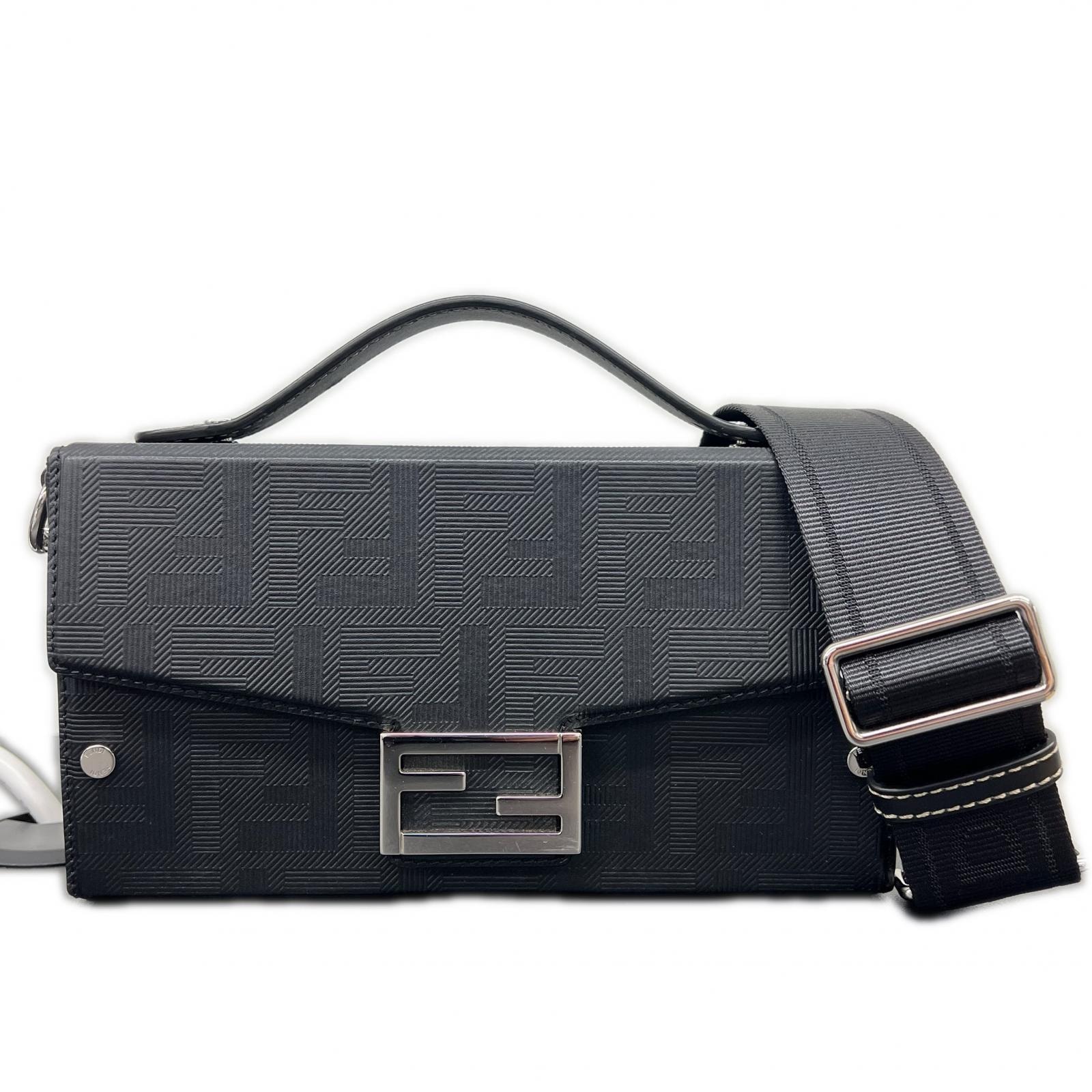 FENDI 極美品 フェンディ ZUCCA ズッカ ソフトトランク 2way バケットバッグ ショルダーバッグ 7VA565 レザー ブラック ハンドバッグ Aランク 中古 鑑定済 フェンディバッグ