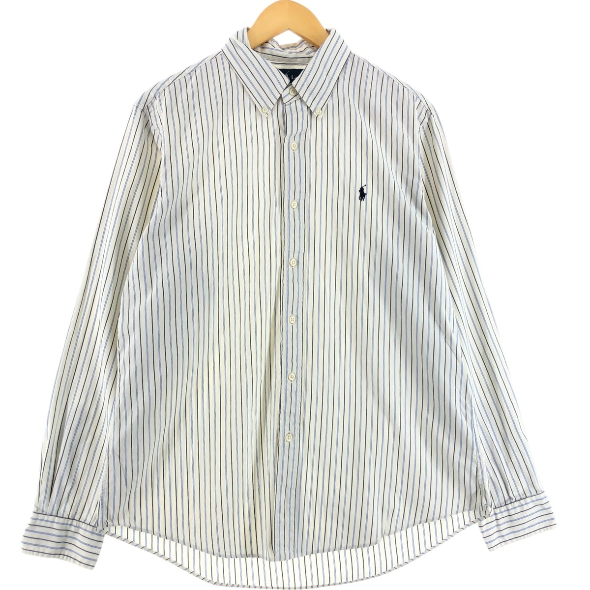 古着 ラルフローレン Ralph Lauren CUSTOM FIT 長袖 ボタンダウンストライプシャツ メンズL相当/eaa521588