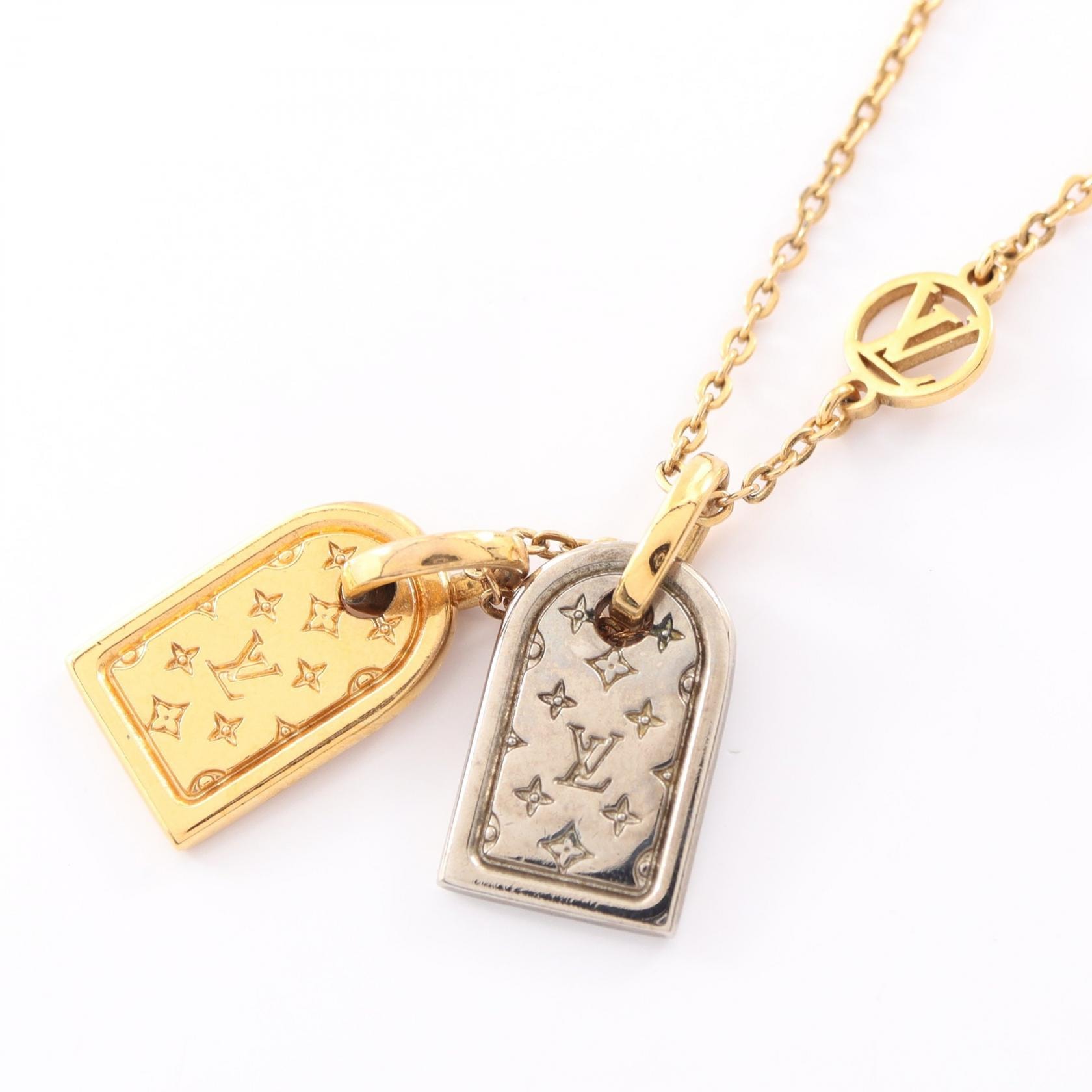 ルイ・ヴィトン LOUIS VUITTON ナノグラム ネックレス ジュエリー GP(ゴールドメッキ) ステンレススチール シルバー レディース ゴールド系 / シルバー系 M63141 【中古】