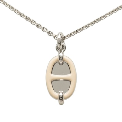 エルメス ミニ マイヨン PM チェーン ペンダント ネックレス シルバー ベージュ メタル レディース HERMES 【中古】