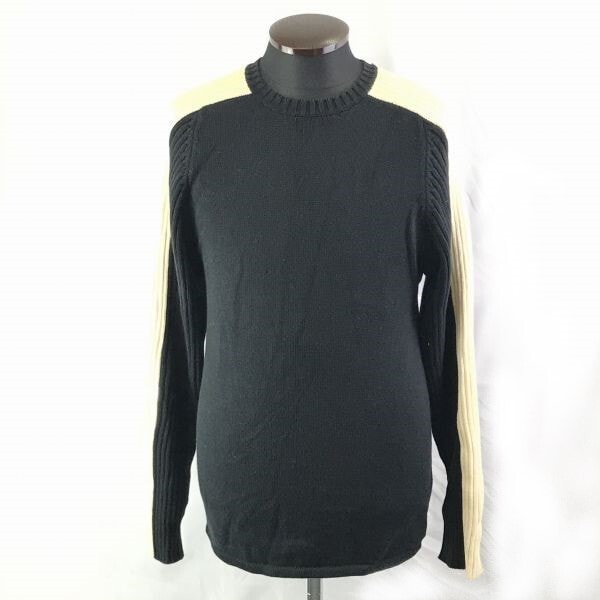 ラルフローレン★厚手コットン/長袖ニットセーター【メンズS/黒×肩ベージュ】RALPH LAUREN/パートナー21◆TBC689