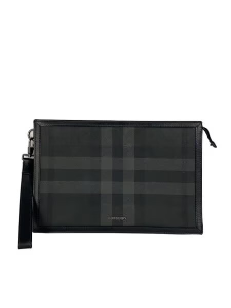 Burberry Check Zip Pouch "Charcoal"