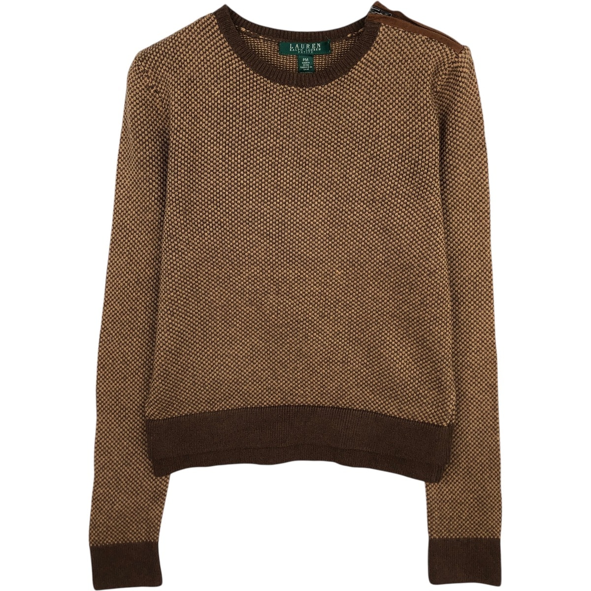 古着 ラルフローレン Ralph Lauren LAUREN ローレン バーズアイ柄 コットンニットセーター レディースM相当/eaa616862