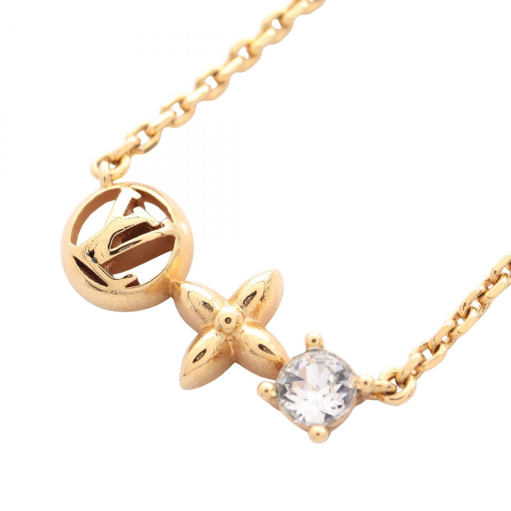 ルイ・ヴィトン LOUIS VUITTON プティ ルイ ネックレス ジュエリー GP(ゴールドメッキ) ラインストーン レディース ゴールド系 / クリア系 MO0368 【中古】