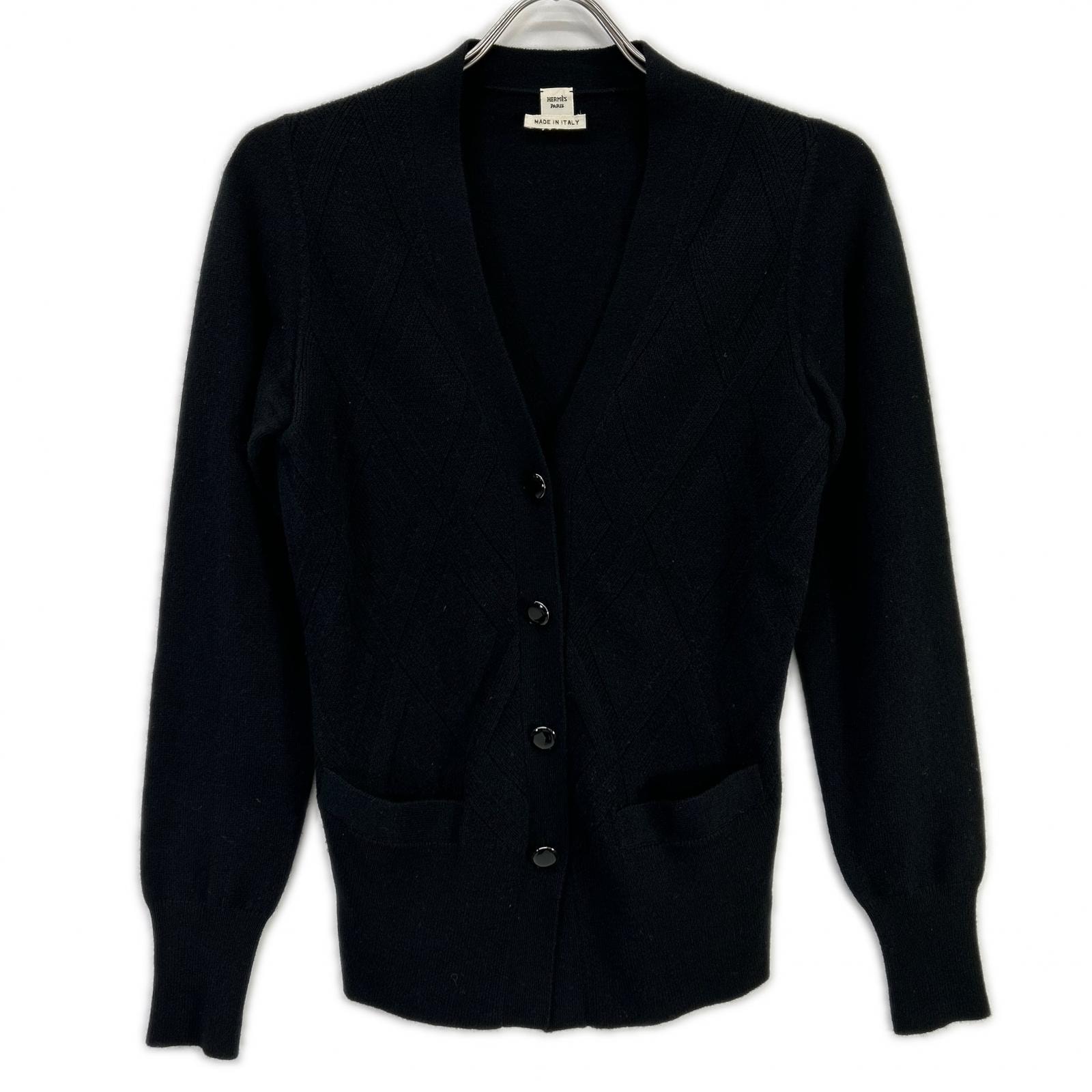 エルメス ブラック カシミヤ カーディガン 36