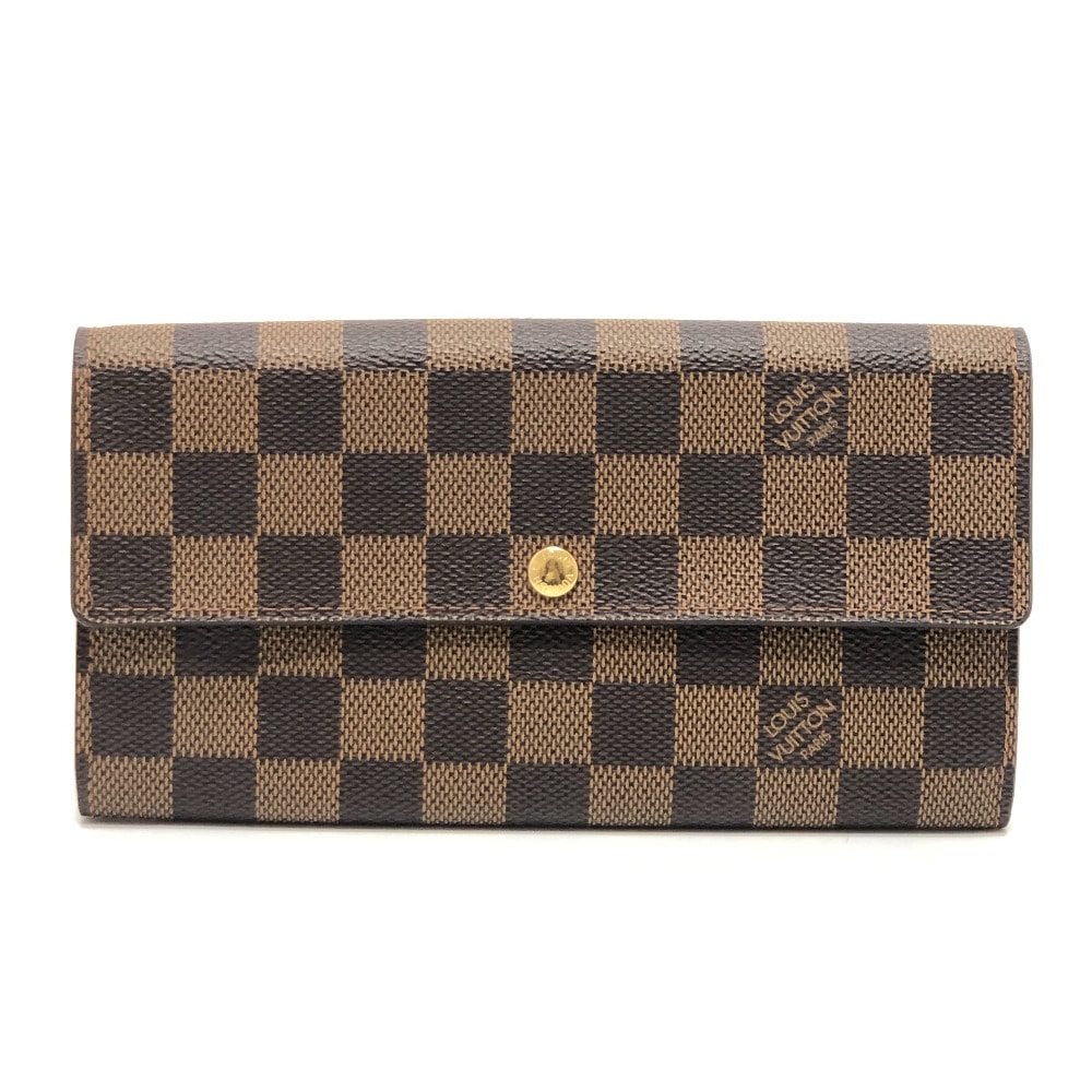 ルイヴィトン LOUIS VUITTON ポルトフォイユ サラ N61734 ロングウォレット 財布 二つ折り 長財布 ダミエキャンバス エベヌ ブラウン 美品