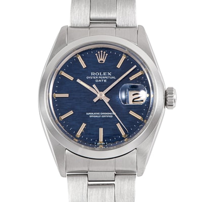 ROLEX ロレックス パーペチュアルデイト ブルーモザイクダイアル Tritium 1972年製 1500 ステンレススチール【中古】