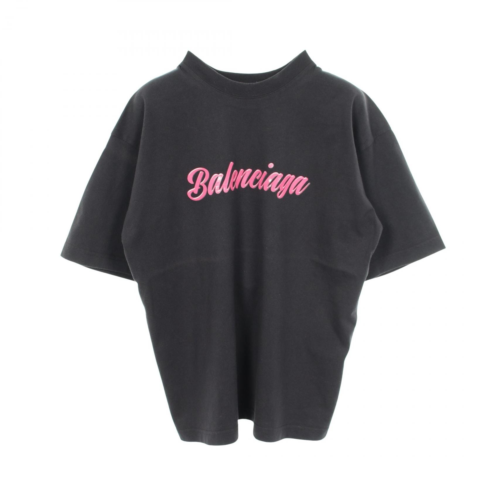 バレンシアガ BALENCIAGA ロゴ 半袖Tシャツ 衣料品 トップス コットン メンズ レディース ブラック系 / ピンク系 【中古】
