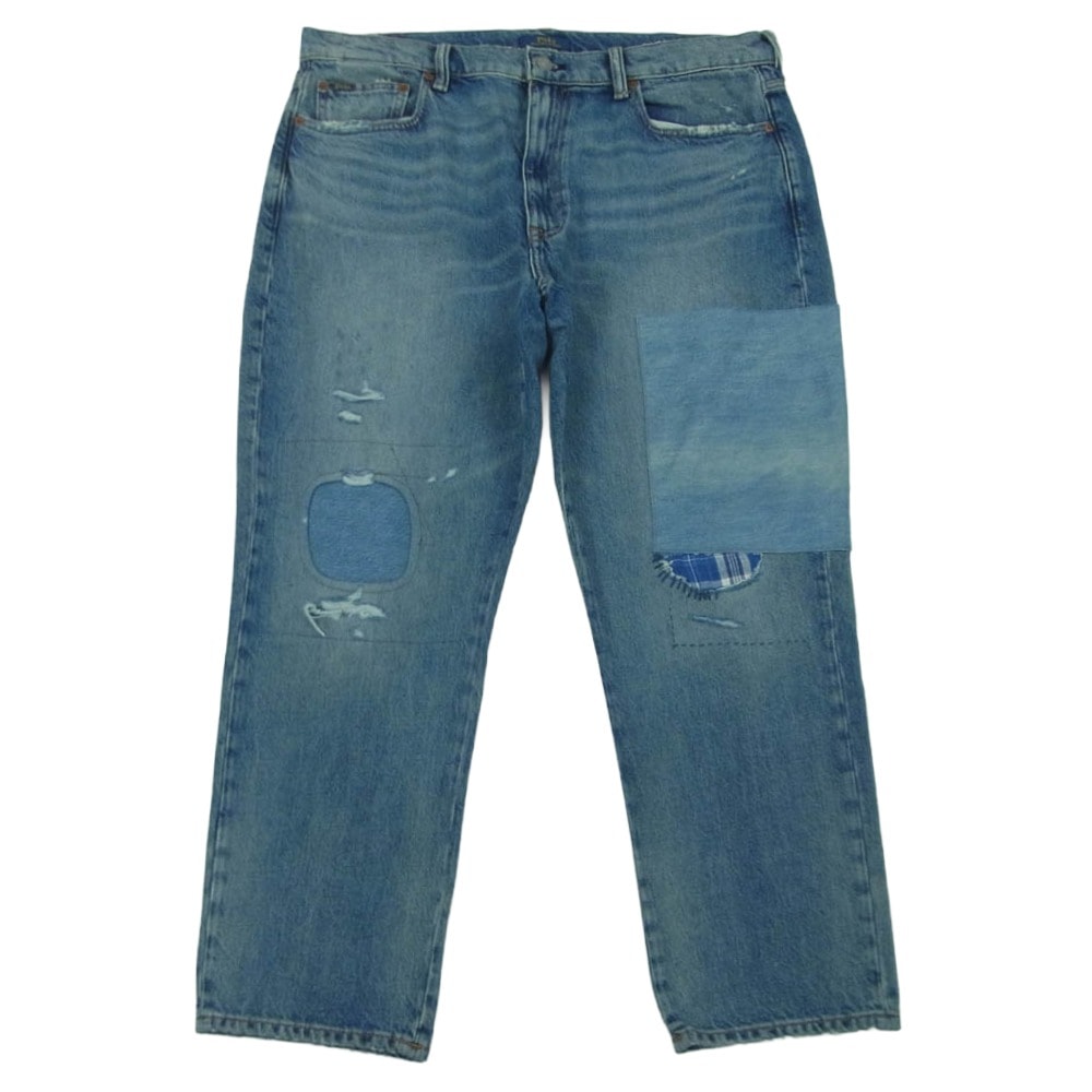 POLO RALPH LAUREN ポロ・ラルフローレン ダメージ リメイク リペア パッチワーク デニム パンツ インディゴブルー系 31【中古】