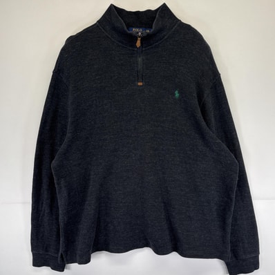 古着 ポロ・ラルフローレン POLO RALPH LAUREN セーター ハーフジップ トレーナー 大きいサイズ ワンポイント 14041 ダークグレー メンズ