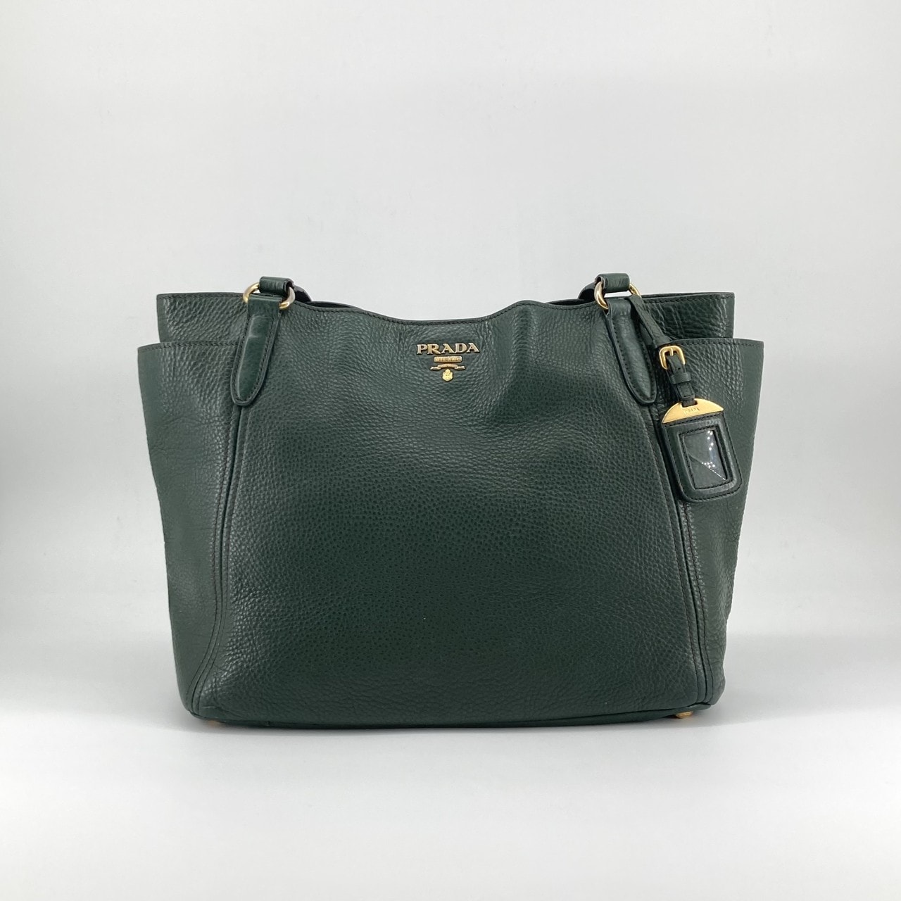 PRADA(プラダ) ヴィッテロ ダイノ レザー ネームタグ付 BR4970 トートバッグ ブラック×ゴールド