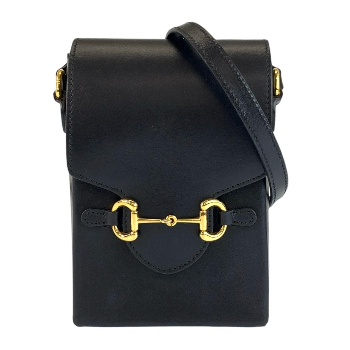 美品 GUCCI グッチ ホースビット ブラック 黒 ゴールド金具 レザー ショルダーバッグ ポシェット 602000 【中古】