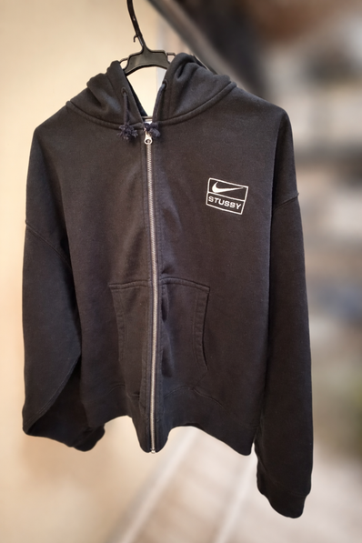 Stussy x Nike Stone Washed Fleece Zip Hoodie "Black" (US Size) FJ9175-010