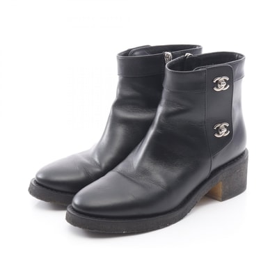 シャネル CHANEL ココマーク ショート ブーツ 靴 レザー レディース ブラック系 【中古】