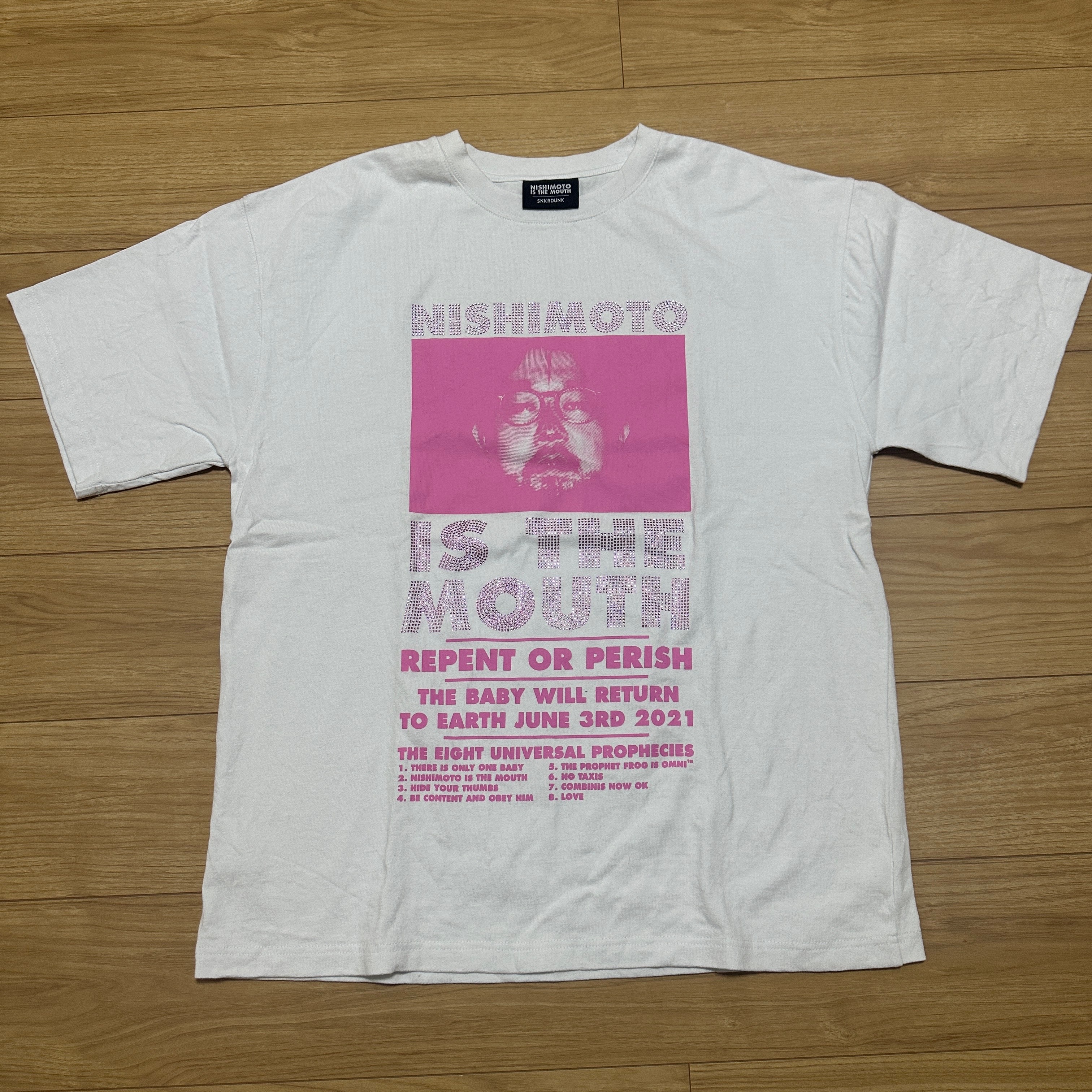 ニシモトイズザマウス クラシック ショートスリーブTシャツ Ex3 "ホワイト x ピンク"