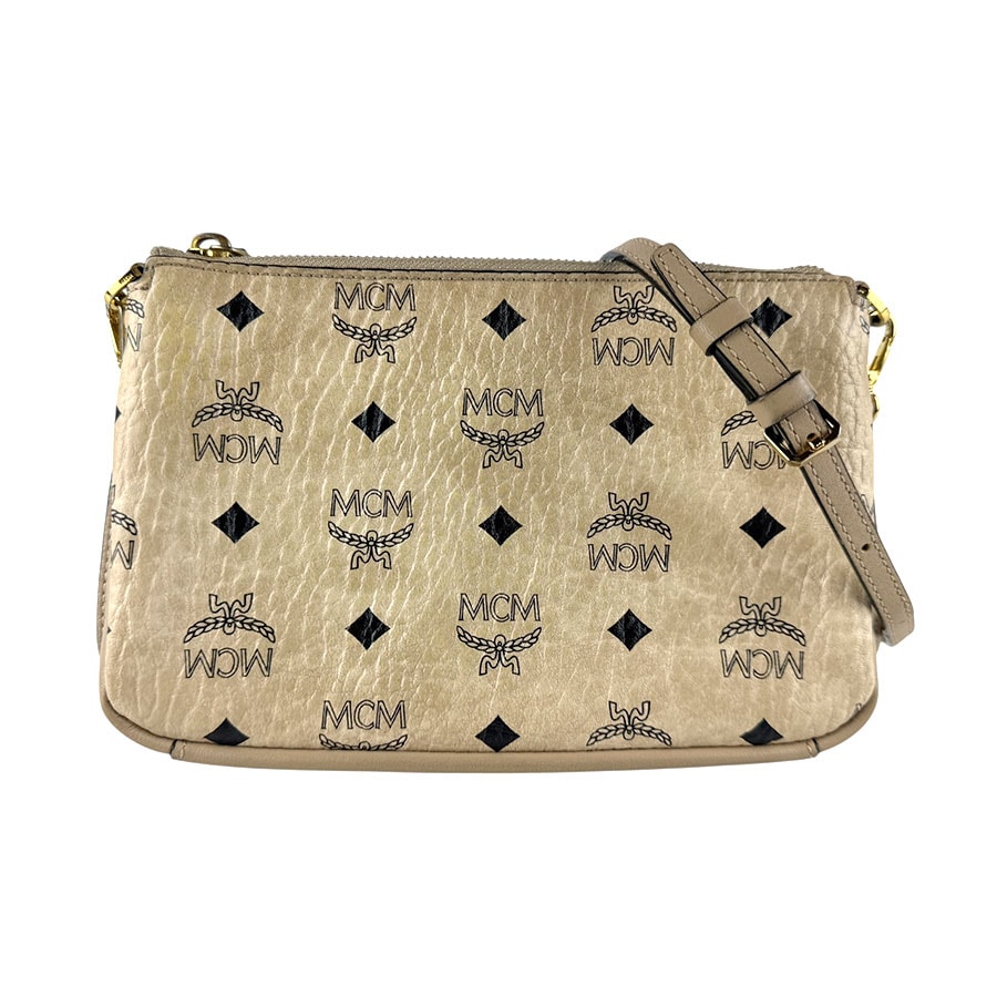 エム シー エム MCM ショルダーバッグ レザー ベージュ レディース【中古】 z8143