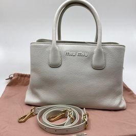  MIU  MIU 2Way Leather Leather Shoulder Bag "Bianco"