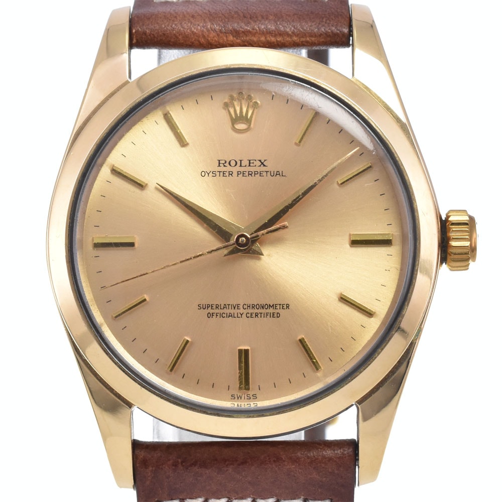 ロレックス ROLEX 1014 ヴィンテージ オイスターパーペチュアル キャップゴールド Cal.1560 自動巻き メンズ 良品 腕時計 N#147874