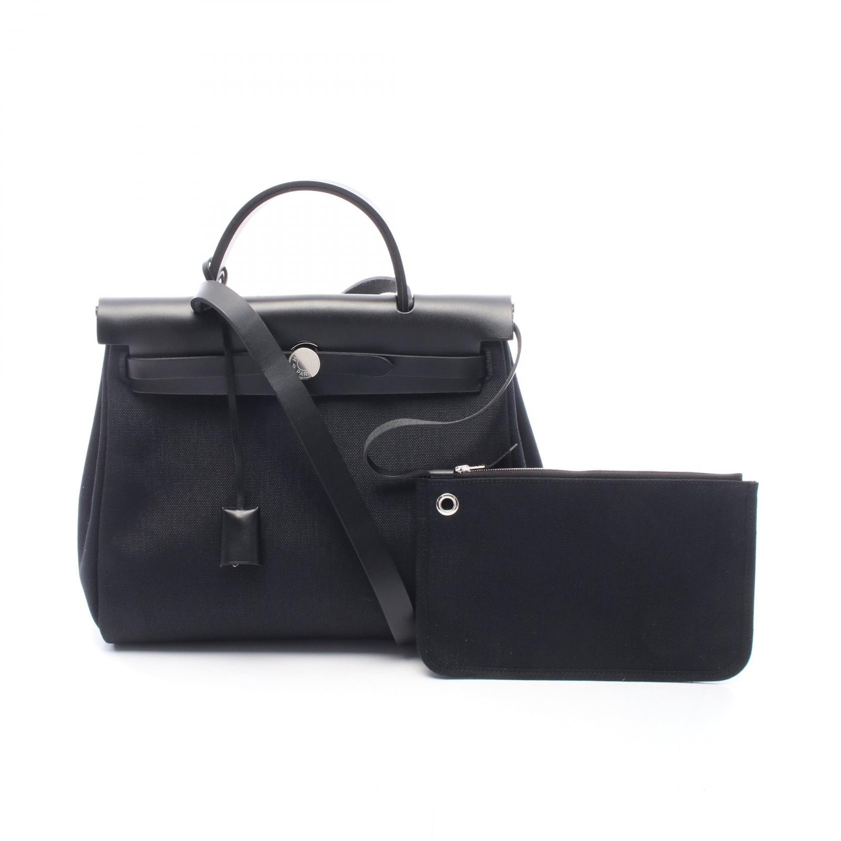 エルメス HERMES エールバッグジップPM ルトゥルネ 2WAY ハンドバッグ バッグ キャンバス レザー トワルミリタリー / ヴァッシュハンター トワルミリタリー B刻印(2023年製造) レディース ブラック系 【中古】