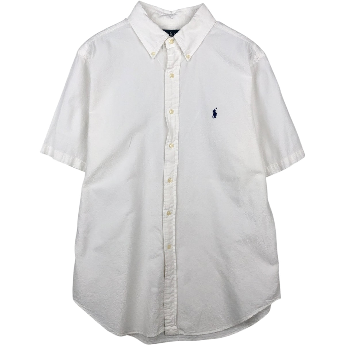 古着 ラルフローレン Ralph Lauren CLASSIC FIT シアサッカー 半袖 ボタンダウンシャツ メンズL相当/eaa641057