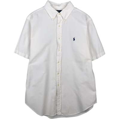 古着 ラルフローレン Ralph Lauren CLASSIC FIT シアサッカー 半袖 ボタンダウンシャツ メンズL相当/eaa641057