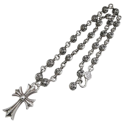 Chrome Hearts Crossball Chain Small CH Cross Silver Necklace "Silver"