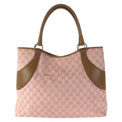 GUCCI グッチ ピンク ブラウン シルバー金具 GGキャンバス レザー/ トートバッグ ショルダーバッグ 602144 【中古】