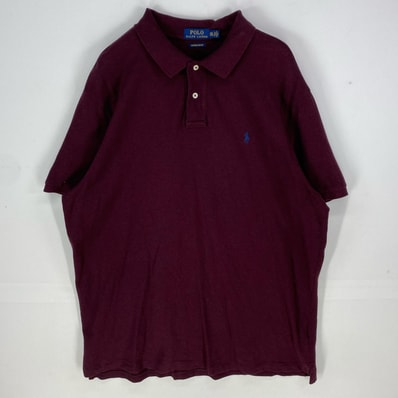 古着 ポロ・ラルフローレン POLO RALPH LAUREN 半袖シャツ 刺繍ロゴ ハーフボタン ワンポイント 大きいサイズ 2XL レッド系 メンズ