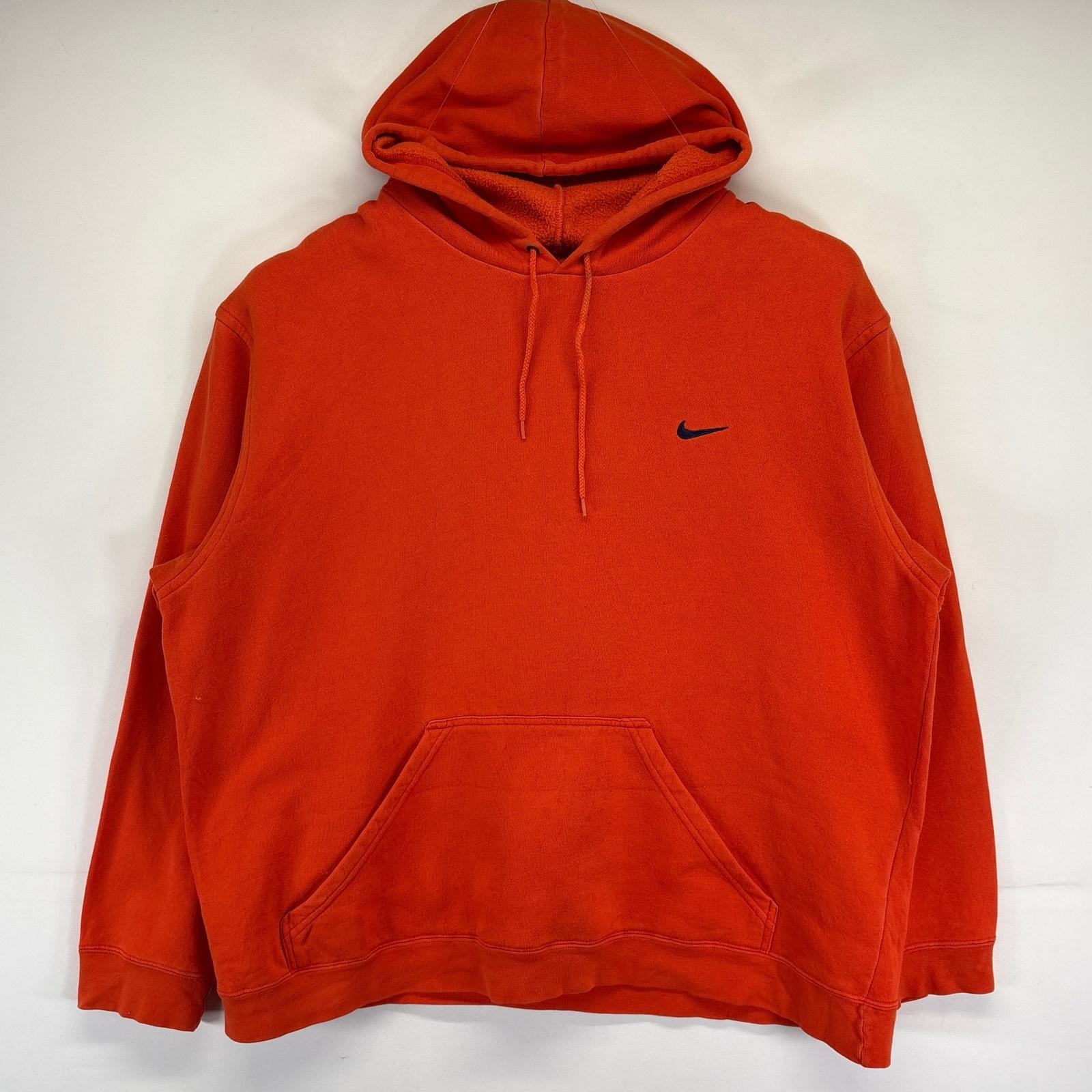 古着 00’s/00年代 ナイキ NIKE パーカー 大きいサイズ ワンポイントロゴ スポーツ スウォッシュ 2XL  オレンジ メンズ