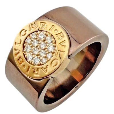 ブルガリ ブルガリブルガリ パヴェ リング 指輪 10号 18金 K18ピンクゴールド ダイヤモンド レディース BVLGARI 中古