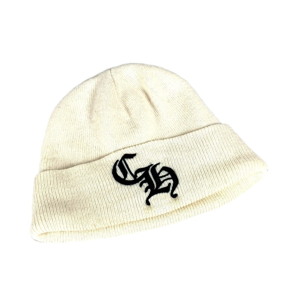 クロムハーツ CHROME HEARTS CH ロゴ バイカラー ビーニー 帽子 ニット帽 ニットキャップ ニット帽 アクリル ホワイト