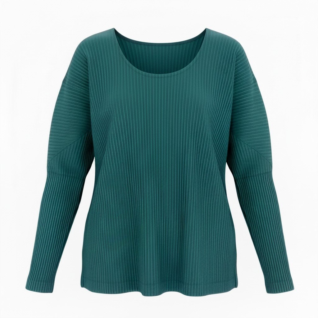 美品 ISSEY MIYAKE イッセイミヤケ オムプリッセ プリーツカットソー トップス グリーン ポリエステル カットソー A3-00327 【中古】