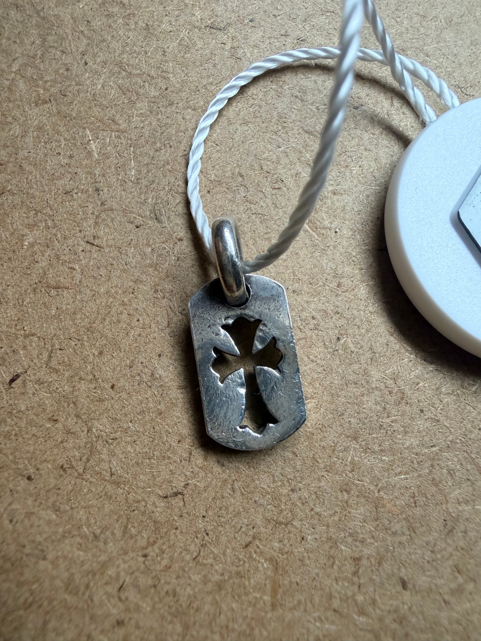 Chrome Hearts Tiny Cutout Cross Dog Tag Charm "Silver"