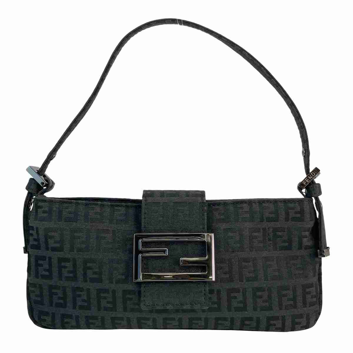 FENDI フェンディ ズッキーノ ショルダーバッグ ハンドバッグ ブラック レディース【中古】